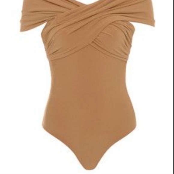 House of CB Marle Tan Off the Shoulder Bodysuit XS - Picture 3 of 9